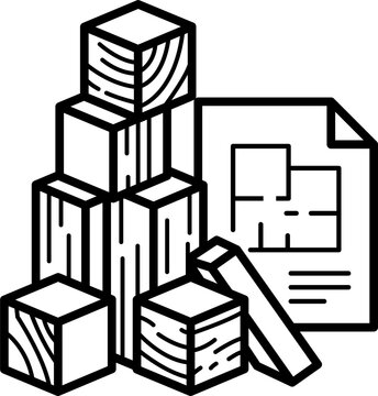Blueprint and Model Building Blocks Line Icon