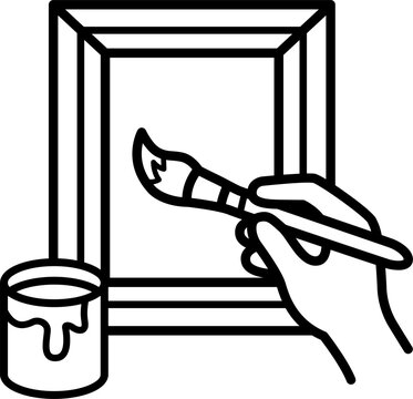 Painting Frame and Brush Line Icon