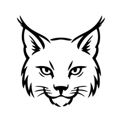 Logotipo con dibujo minimalista con líneas de la cabeza de un lince visto de frente  © teracreonte