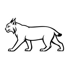 Logotipo con dibujo minimalista con líneas de un lince andando visto de perfil  © teracreonte