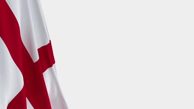 England Flag on Left Side, Waving St George Cross Symbol with Copy Space