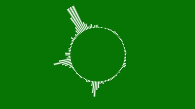 Abstract music waveform animation with white sound frequency lines and rhythmic oscillation on deep green screen background seamless loop modern digital audio visualizer ultra HD 4K