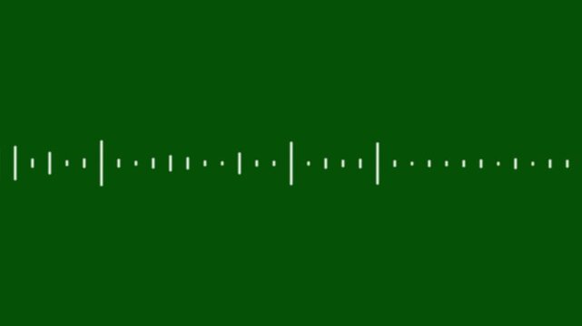 Digital audio spectrum animation with white waveform lines and rhythmic equalizer motion on deep green screen background seamless loop modern music visualizer ultra HD 4K
