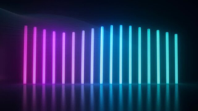Neon Sound Equalizer Lights Pulse and Wave Forms Abstract Background