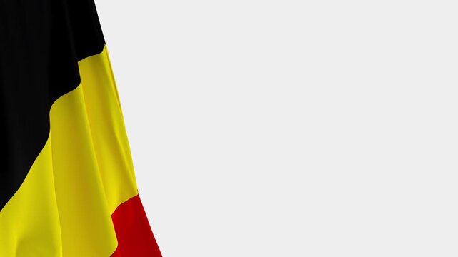belgium Flag on Left Side, Waving National Symbol with Copy Space