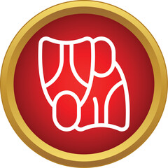 Diving flippers in a red and gold circle representing an underwater sport icon © ylivdesign