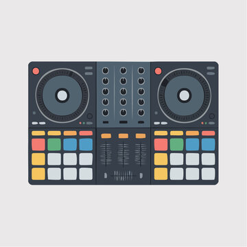 Professional DJ controller digital audio workstation with colorful