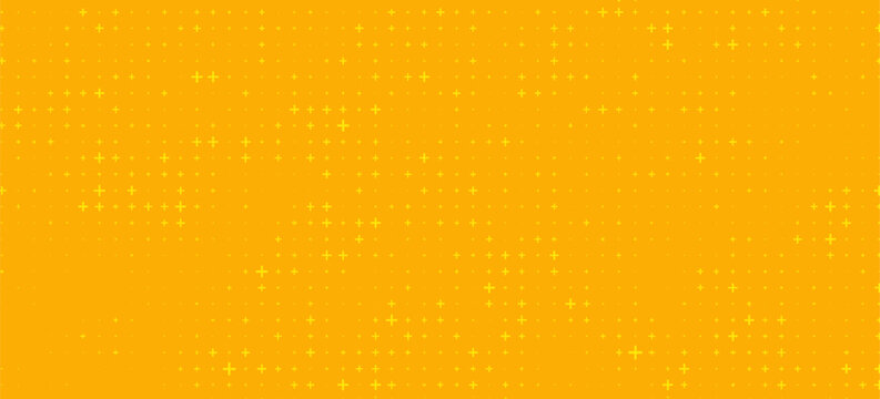 Yellow halftone pattern. Retro comic gradient background. Bright orange pixelated dotted texture overlay. Cartoon pop art faded gradient pattern. Eps 10