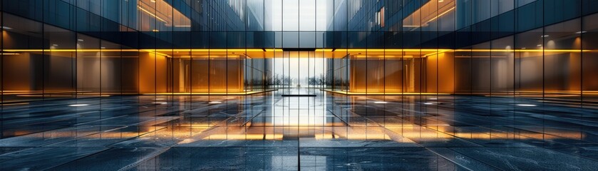 Glass business center interior design.