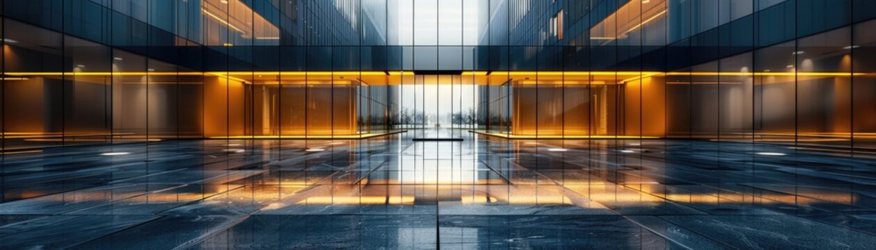 Glass business center interior design.