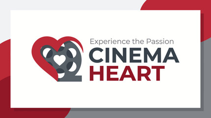 An engaging logo for Cinema Heart combining film elements with a heart motif, capturing the passion for cinema and storytelling through a visually striking design. © Zhimin
