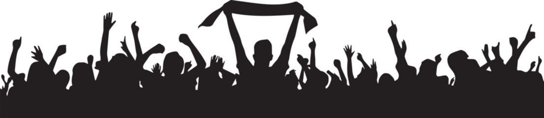 Crowd of people silhouette cheering group with scarf football fans celebration © Dipok