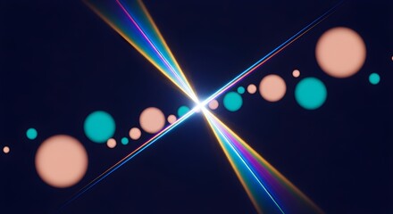Naklejka premium Abstract Celestial Arrangement Of Glowing Orbs And Light Beams