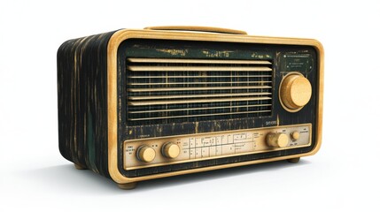 Fototapeta premium Vintage Retro Radio Device on White Background