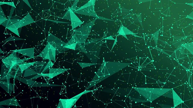 グリーンのデジタルネットワークが広がる未来的データ通信背景