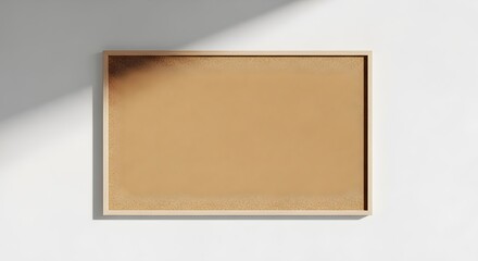 Fototapeta premium Blank Framed Cork Board with Natural Wood Frame Cast in Sunlight