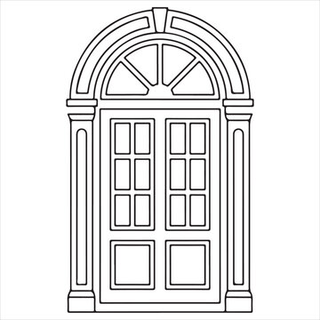 Elegant arched double door with decorative transom window