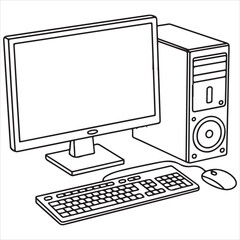 Fototapeta premium Classic desktop computer setup with monitor, tower, and peripherals