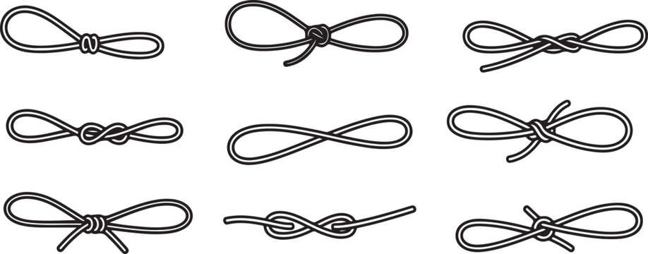 Black line drawing of metal links chain icon vector set Vector