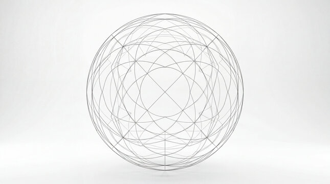 Geometric Wireframe Sphere Abstract Vector Design On White Background