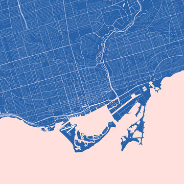 Visually Appealing Minimalist City Map of Toronto, Canada