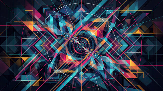 Vibrant Geometric Abstract Art Background with Colorful Symmetry
