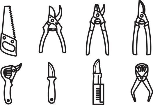Black and white vector icons of animals and objects Vector