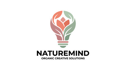 Fototapeta premium This creative logo design creatively combines a light bulb and floral elements, representing organic solutions while showcasing innovation and environmental consciousness.