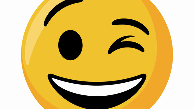Yellow winking face emoji icon isolated on a plain white background