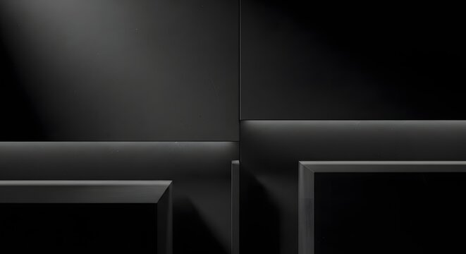 Abstract dark geometric composition with light and shadow play