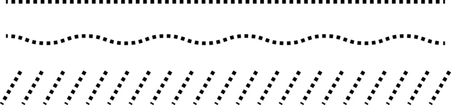 Border divider set. Slash line. Diagonal lines Border. Geometric print for caution tape or barrier. Parallel stripes. Black pattern isolated on white background vector illustration