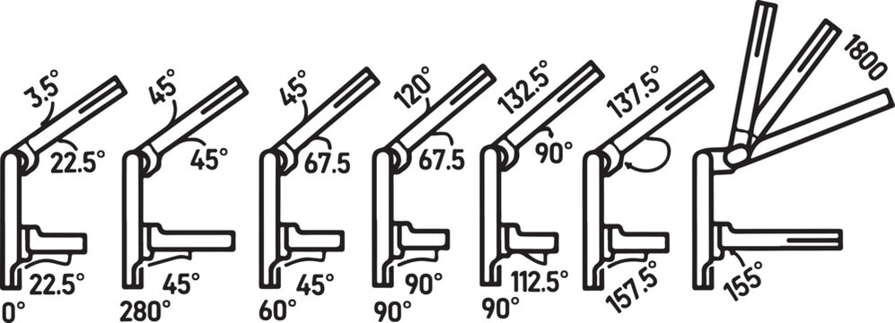 Set of vector arrow directions with angles and numbers Vector