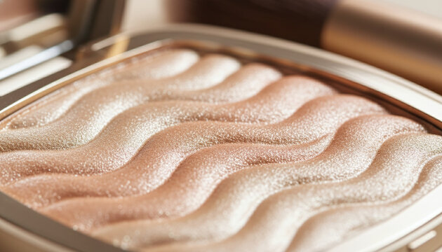 Luxury baked highlighter makeup powder texture with 3D wave pattern