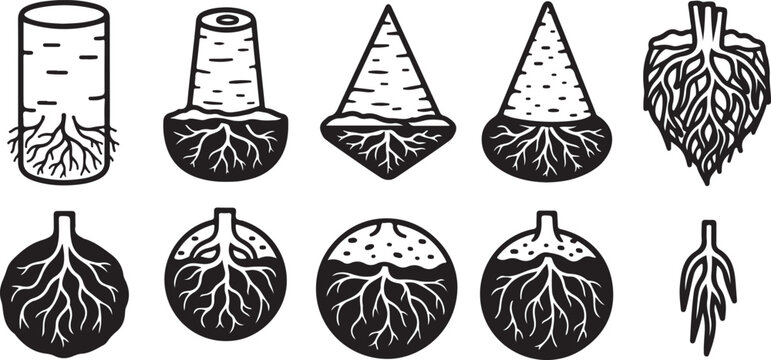 Black and white vector silhouette icons of vases and jugs Vector
