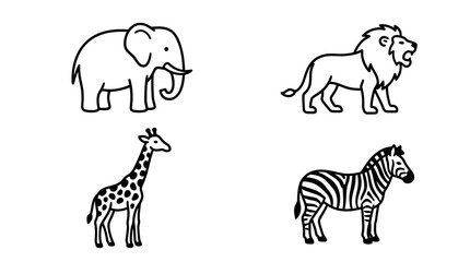 Obraz premium Wildlife animals illustrations black and white