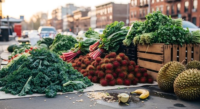 Fresh produce on display at outdoor market