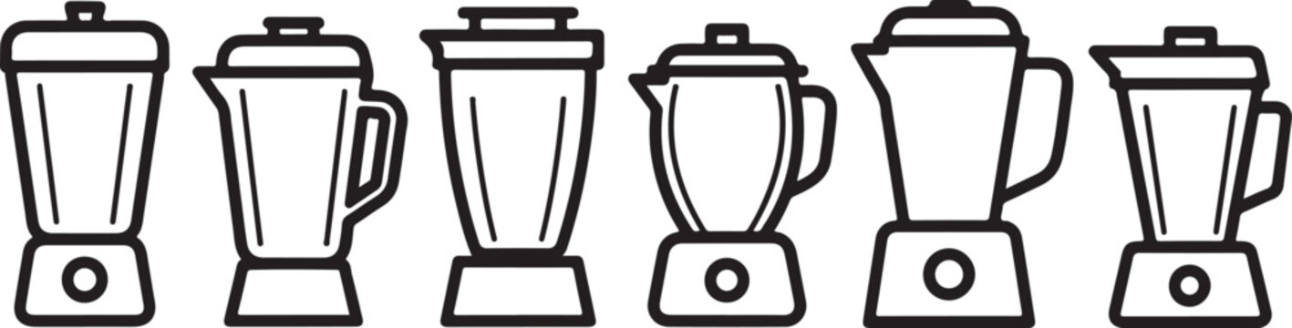 Set of six black cooking pots with lids vector icon collection Vector