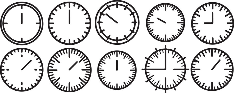 Black and white line icons collection set of shapes Vector