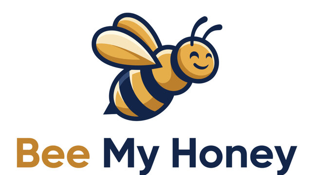 This adorable bee logo evokes a sense of joy and sweetness, perfectly suited for honey brands, capturing the essence of nature and the beauty of honey production.