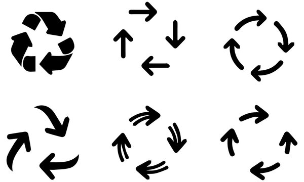 Recycle and circular arrow icons set  .