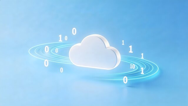 Cloud computing symbol with binary code