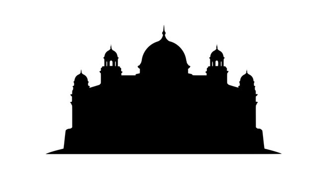 Islamic mosque building silhouette isolated on white background