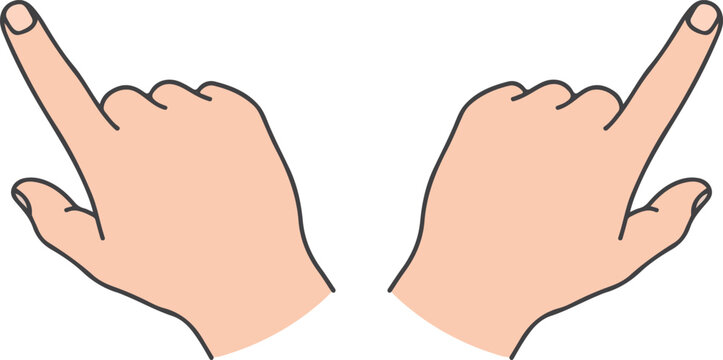 Human hands with index fingers pointing up gesture set