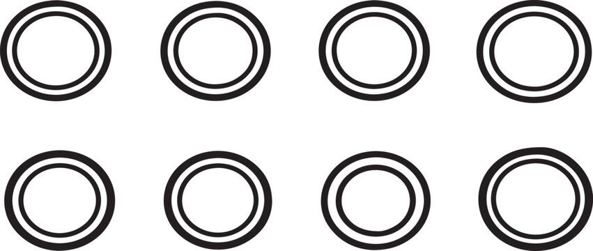 Black lined circle icons set vector isolated Vector