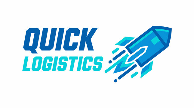 A modern logo depicting a rocket, symbolizing speed and efficiency in logistics services, emphasizing quick delivery and reliable transport solutions for businesses.