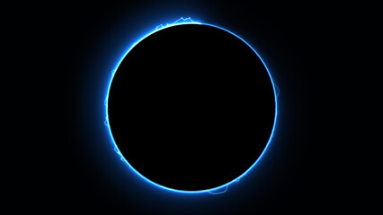 Fototapeta premium abstract Electric blue energy glowing neon circular line frame animation loop icon bright glow load circle outline, plasma ring