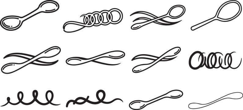 Hand drawn collection of curly brackets and squiggles Vector