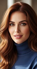 Naklejka premium Portrait of a Beautiful Woman with Auburn Hair and Green Eyes.