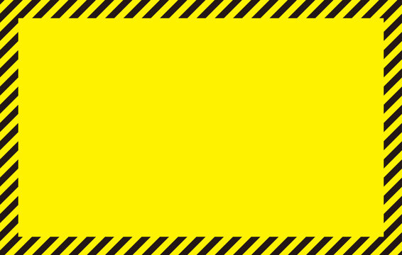 Yellow and black warning stripe background frame, danger and caution template design. Vector illustration.