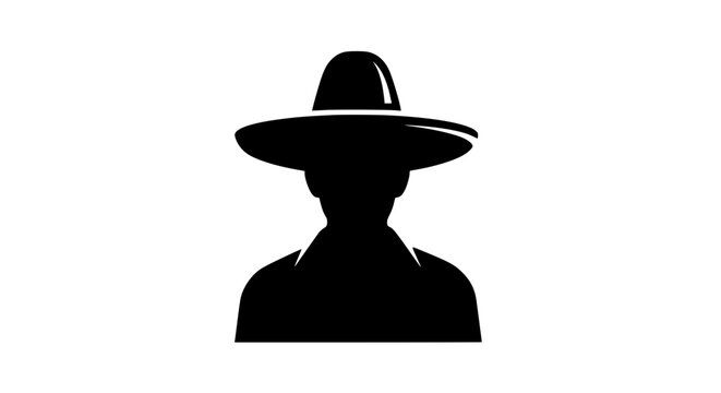 Man wearing a sombrero hat silhouette vector icon